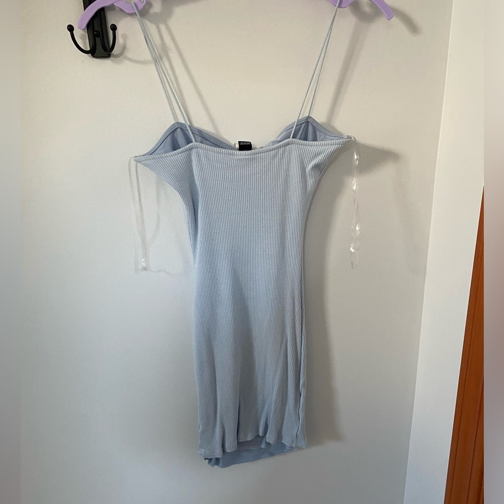 Blue Body-con Ribbed Mini Dress - Picture 2 of 3